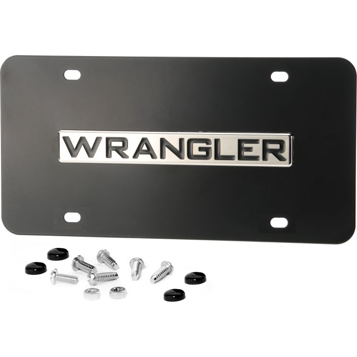 Automotive Gold WRANCB 3-D Black Powder Coated Wrangler Logo License Plate 