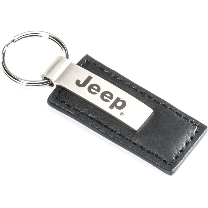 AUG BLK LEATHER JEEP KEY CHAIN