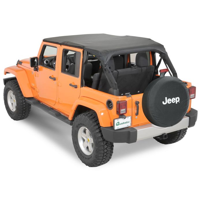 QuadraTop  Bimini Top Plus, Clearview Windstopper & Tonno Cover Combo in Black Diamond for 07-18 Jeep Wrangler Unlimited JK 4 Door