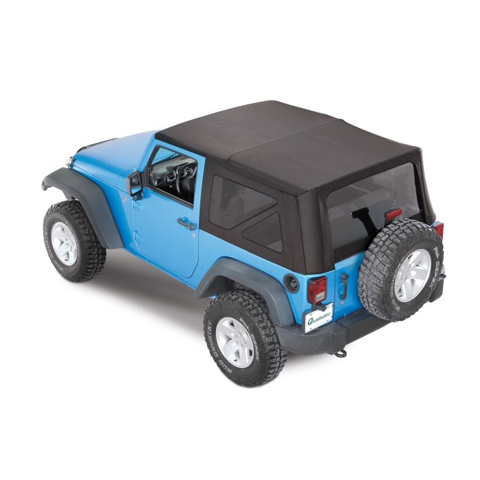 Mopar 82213650 Complete Cable Style Sunrider Twill Soft Top in Black for 07-18 Jeep Wrangler JK 2 Door