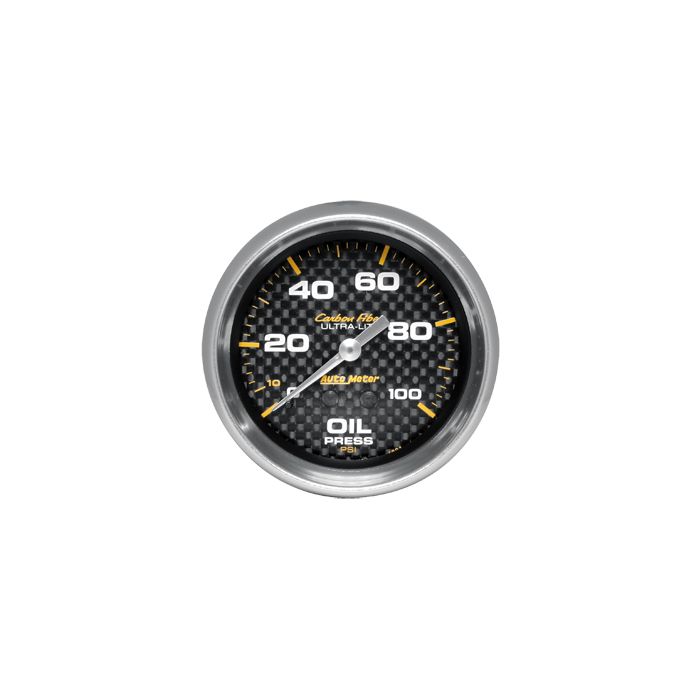 CARBON FIB 2 1/16 OIL GAUGE 0-100 PSI