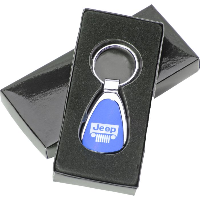 AUG TEAR DROP JEEP GRILLE KEY CHAIN BLU
