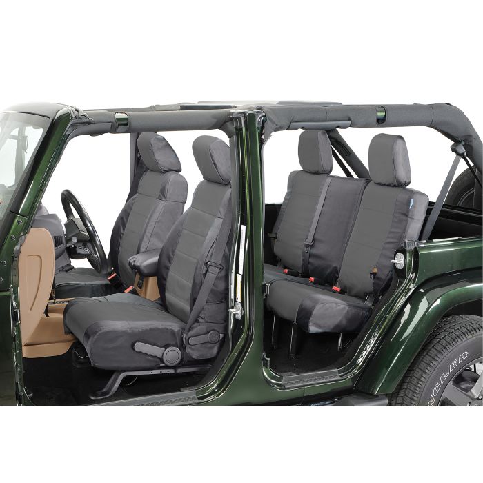 Coverking  Front & Rear Ballistic Nylon Seat Cover Combo for 08-10 Jeep Wrangler Unlimited JK 4 Door with Side Airbags