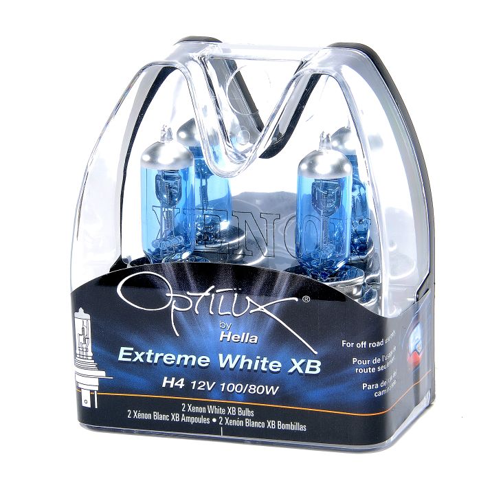 Hella H71070201 Optilux by  Extreme White H4 12V 100/80W XB Bulb Pair 