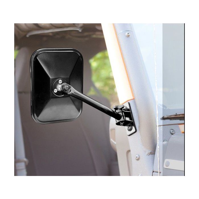 Rugged Ridge 11025.13 Rectangular Quick Mirror in Black for 97-18 Jeep TJ, JK & Unlimited