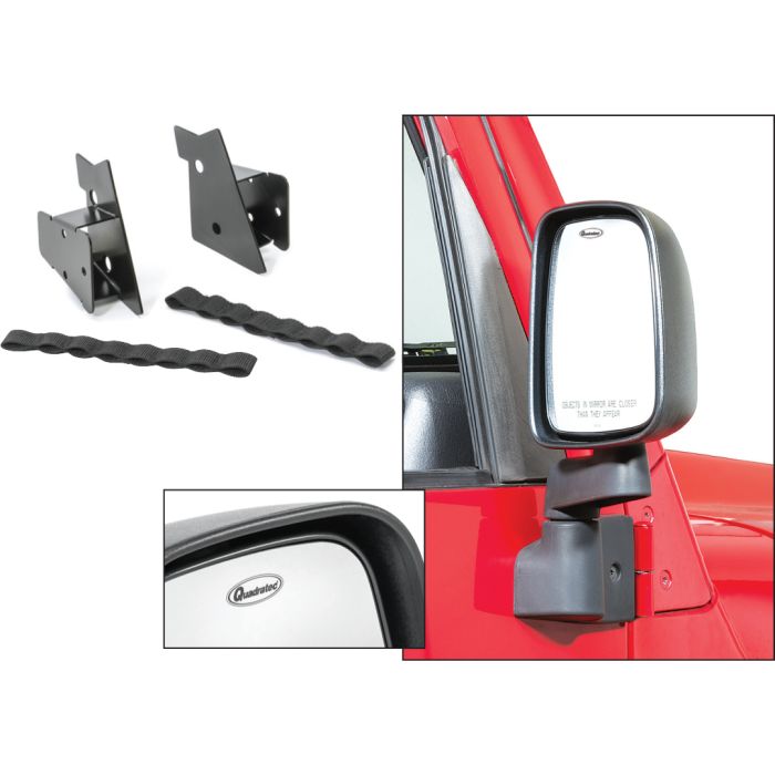 Quadratec  Replacement Mirrors & Relocation Brackets for 97-06 Jeep Wrangler TJ & Unlimited