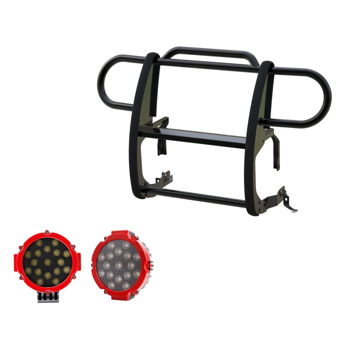 Black Horse Grille Guard Kit w/7" Red LEDs 18-23 JL/JT