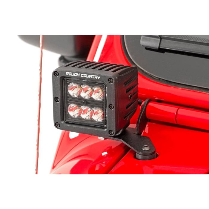 Rough Country  2in LED Cube Light Lower Windshield Kit for 18-25 Jeep Wrangler JL & Gladiator JT