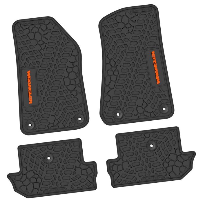18-24 Jeep JL 2 Dr Front and RearTire Tread/Scorched Earth Scene w/ Wrangler Insert - Black w/ Orange Insert
