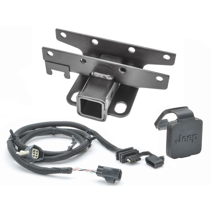 Quadratec  Premium 2" Hitch with Wiring Kit & Jeep Logo Plug for 13-18 Jeep Wrangler JK 10th Anniversary Rubicon, Rubicon X, Rubicon Recon & Hard Rock Editions
