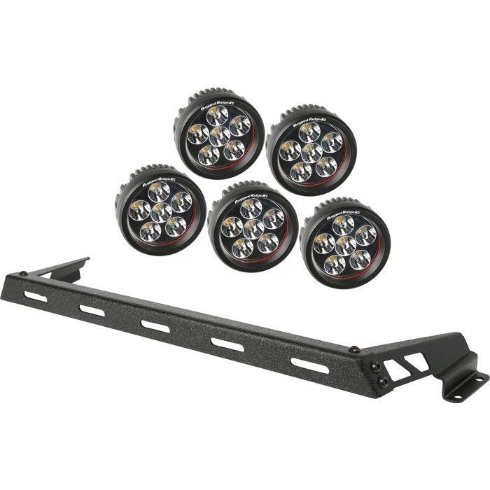 RUR HOOD LIGHT BAR KIT 5 RND TEX BLK JK
