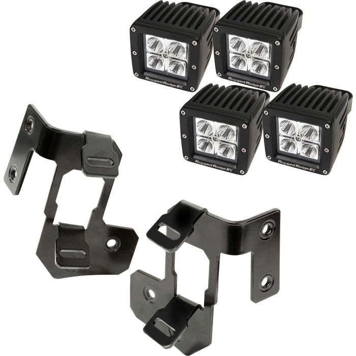 RUR A-PILLAR DUAL SQ LED MNT KIT TEX JK