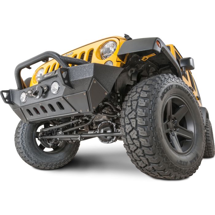 Smittybilt  XRC Gen2 Front Bumper in Textured Black with Quadratec LED Fog Lights Kit for 07-18 Jeep Wrangler JK