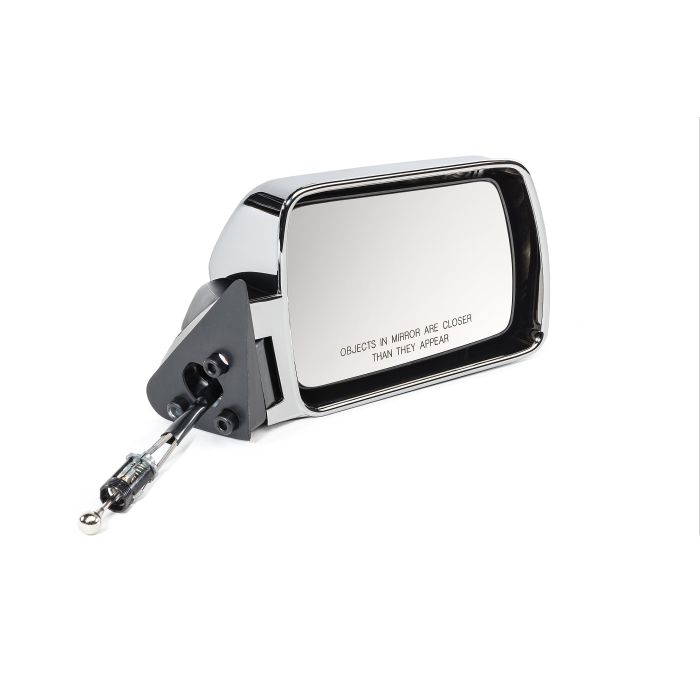 Quadratec  Passenger Side Manual Remote Replacement Mirror in Chrome for 84-96 Jeep Cherokee XJ