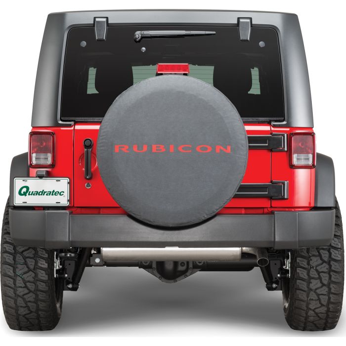 82213743 - TIRE COVER RED RUBICON LOGO BLACK DENIM