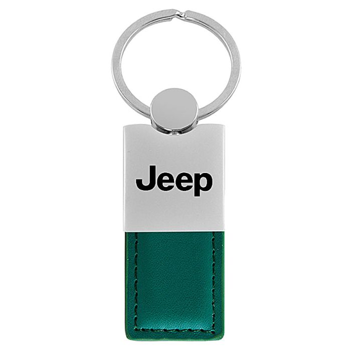 Automotive Gold  Jeep Logo Leather Duo Keychain 