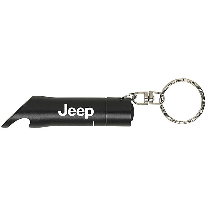 Automotive Gold  Jeep Logo LED Flashlight-Bottle Opener Keychain 