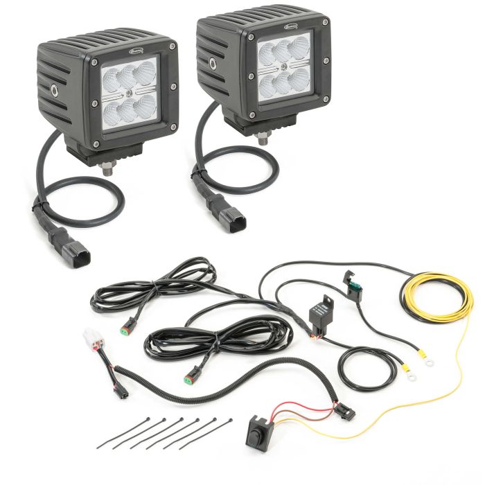 Quadratec  3" Cube LED with Wiring Harness & Windshield Mounting Brackets for 97-06 Jeep Wrangler TJ & Unlimited