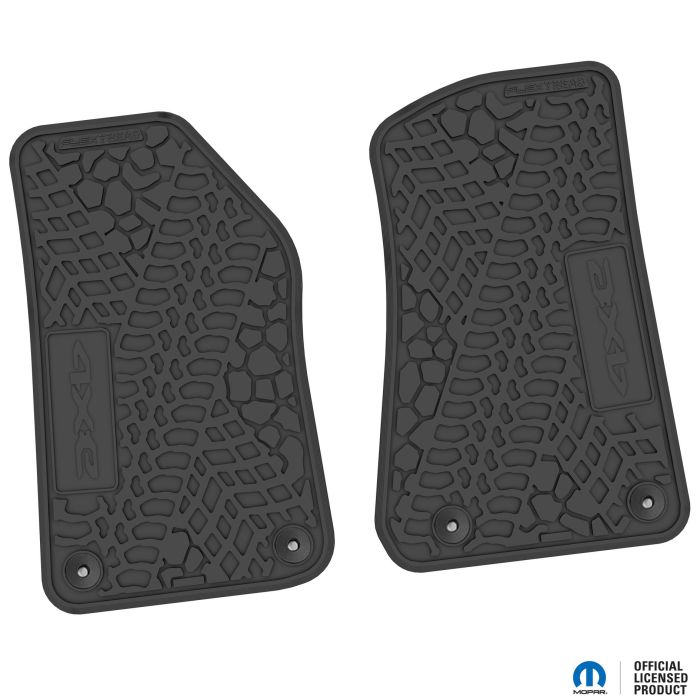 FlexTread  Tire Tread/Scorched Earth Scene Front Liners with 4XE Insert for 18-24 Jeep Wrangler JL