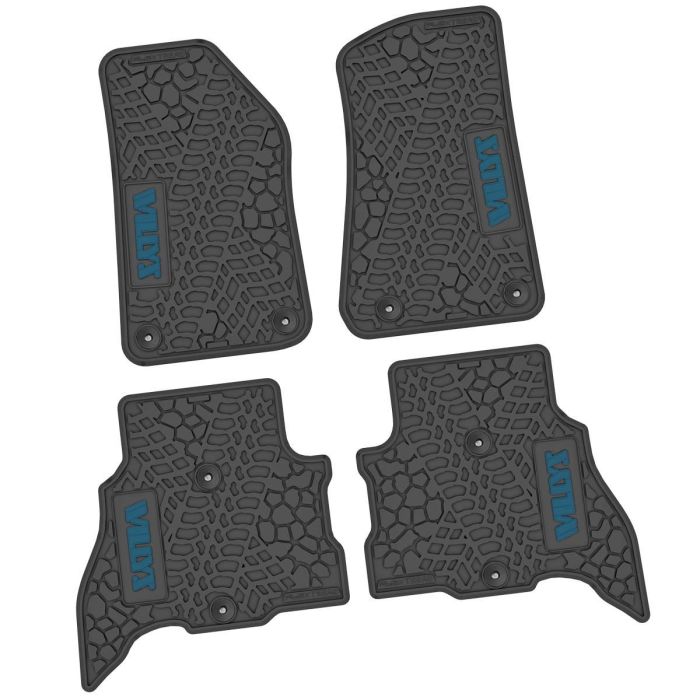 21-24 Jeep 4xe Front and RearTire Tread/Scorched Earth Scene w/ Willys Insert - Black w/ Dark Blue Insert