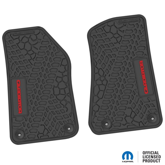 18-24 Jeep JL 2 Dr/Gladiator Front -Tire Tread/Scorched Earth Scene w/ Gladiator Insert - Black w/ Red Insert