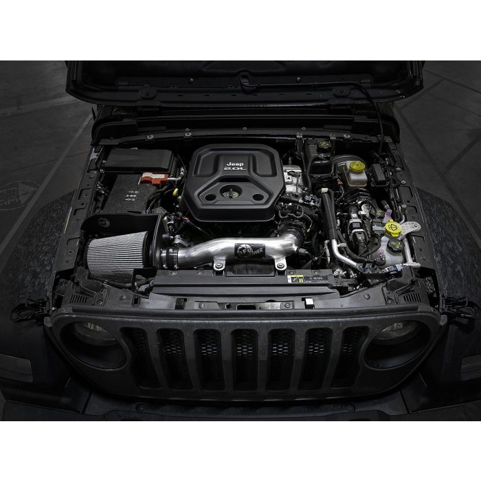 aFe Power  Magnum Force Stage 2 Cold Air Intake System in Brushed for 18-20 Jeep Wrangler JL with 2.0L