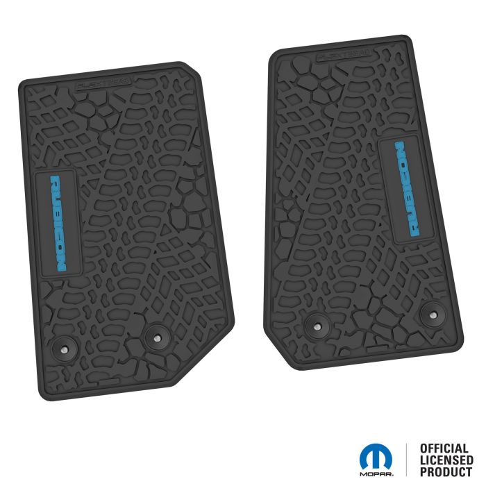 14-18 Jeep JK 2 Dr Front -Tire Tread/Scorched Earth Scene w/ Rubicon Insert - Black w/ Light Blue Insert