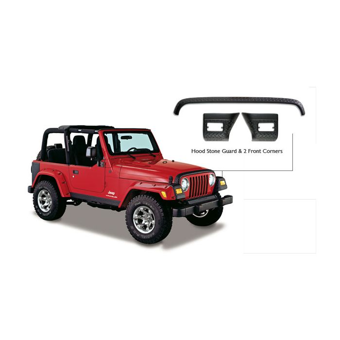 Bushwacker 14005 TrailArmor Hood Stone Guard & Front Corners Set for 97-06 Jeep Wrangler TJ