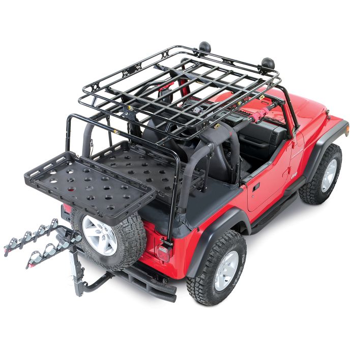 BESTOP TAILGATE RACK W/TRAY 87-06 WRANGLER (07KIT)