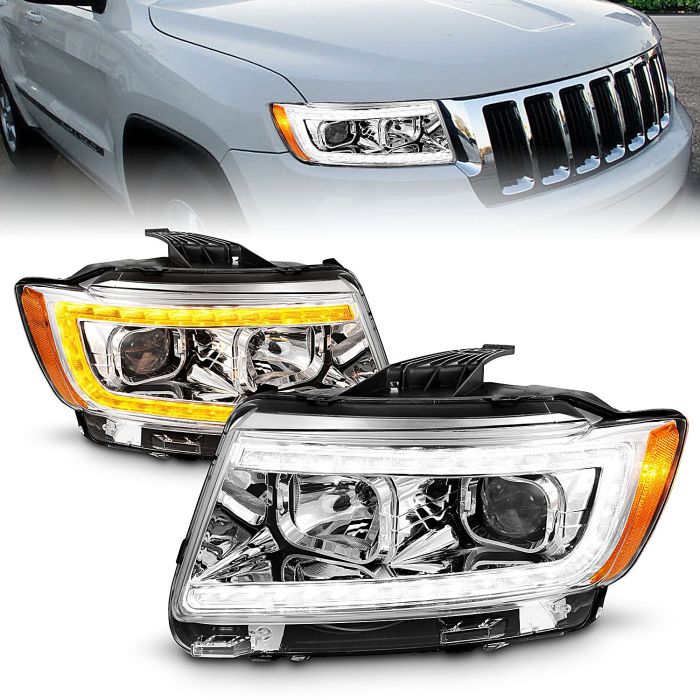Anzo USA  Projector Switchback Plank Style Headlights  for 11-13 Jeep Grand Cherokee WK2