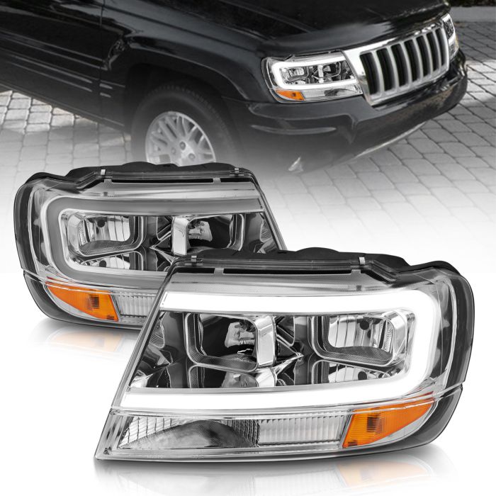 Anzo USA  Crystal Plank Style Headlights  for 99-04 Jeep Grand Cherokee WJ