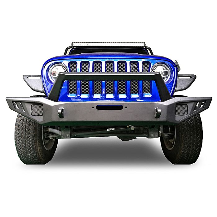 Black Horse Offroad AFB-WR19 Armour Front Bumper w/ Winch Slot for 18-23 Jeep Wrangler JL & Gladiator JT