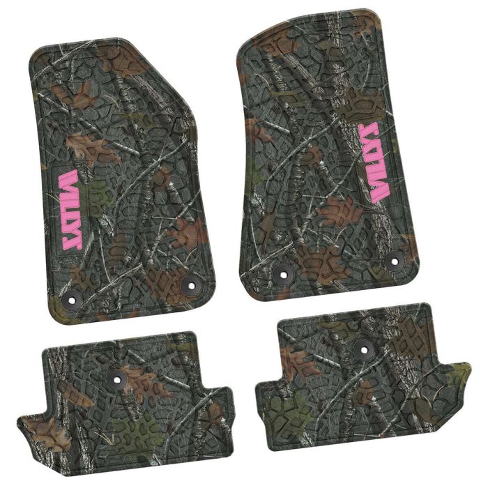 18-24 Jeep JL 2 Dr Front and RearTire Tread/Scorched Earth Scene w/ Willys Insert - Rugged Woods w/ Pink insert