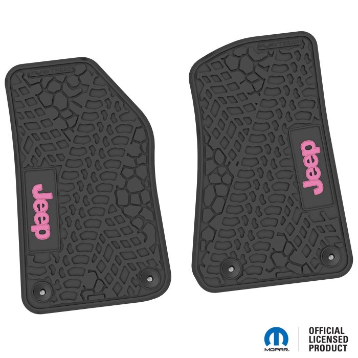 18-24 Jeep JL 2 Dr/Gladiator Front -Tire Tread/Scorched Earth Scene w/ JEEP Insert - Black w/ Pink Insert
