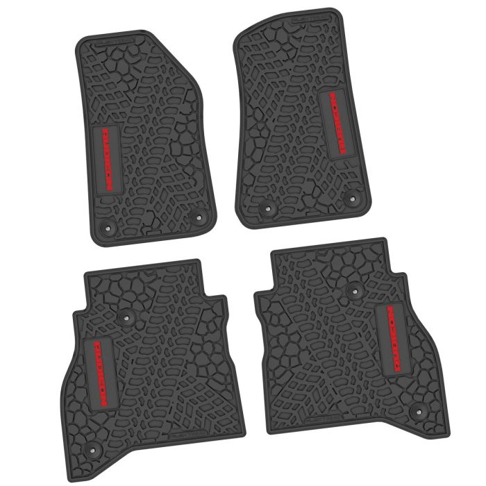 20-24 Jeep Gladiator Front and RearTire Tread/Scorched Earth Scene w/ Rubicon Insert - Black w/ Red Insert