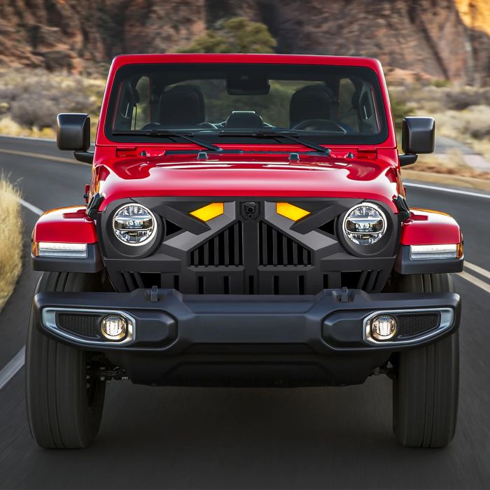 American Modified  Empire Grille with LED Amber Lights for 07-26 Jeep Wrangler JK, JL, & Gladiator JT