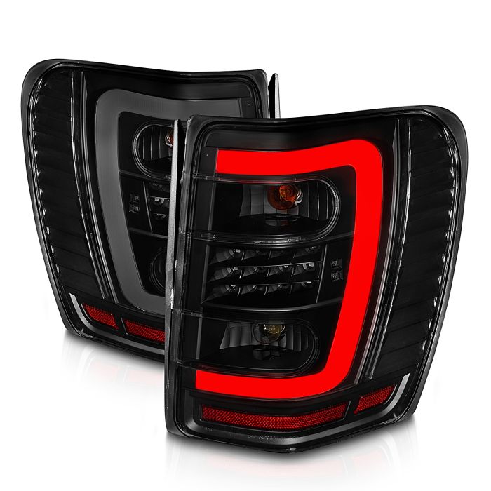 LED TAIL LIGHTS W/ LIGHT BAR BLACK HOUSING SMOKE LENS 99-04 GRAND CHEROKEE