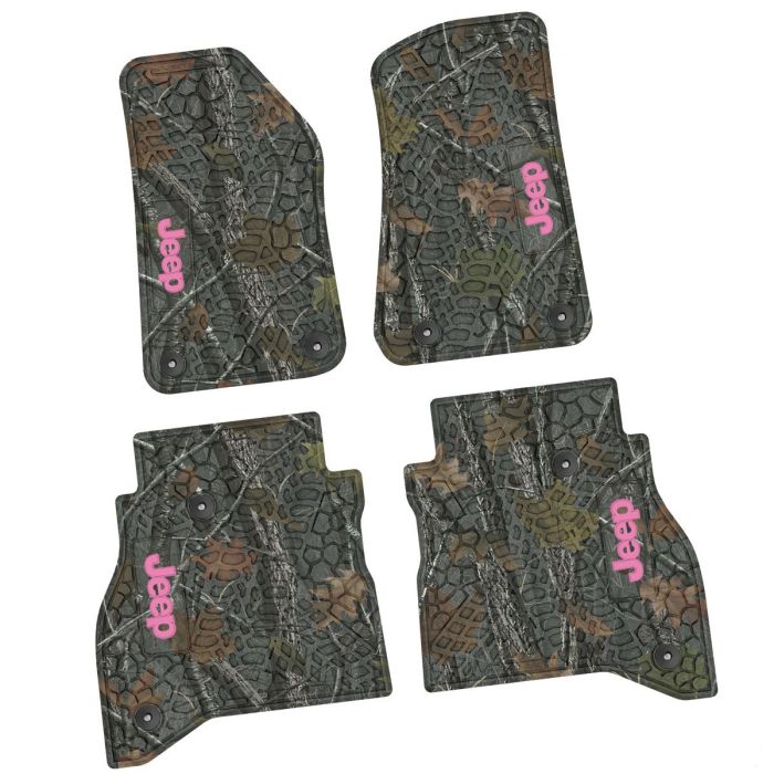 20-24 Jeep Gladiator Front and RearTire Tread/Scorched Earth Scene w/ JEEP Insert - Rugged Woods w/ Pink insert