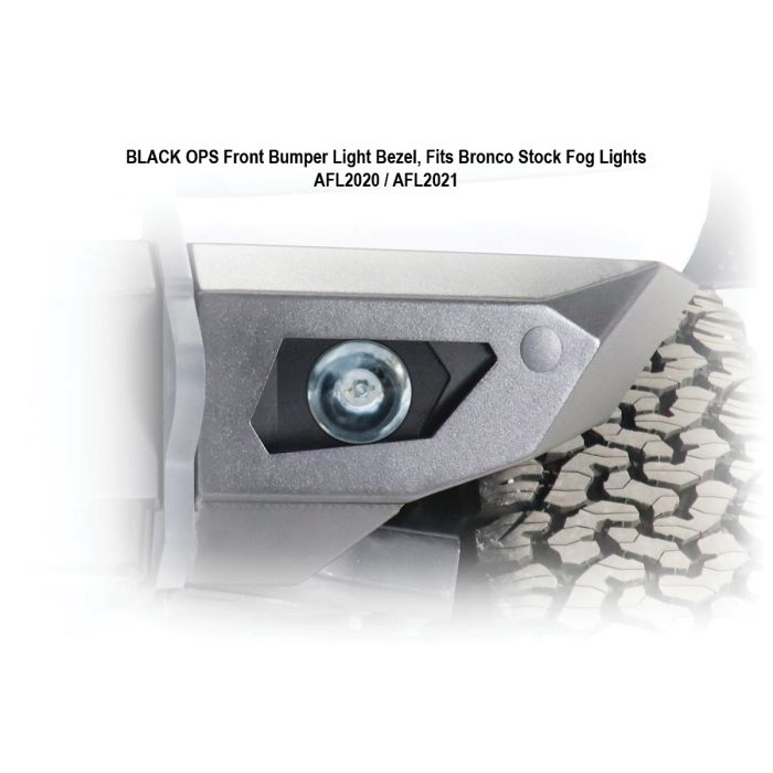 2021+ Bronco Black Ops Bronco Stock Fog Light Front Light Bezel (pair)  (Black Powder Coated)