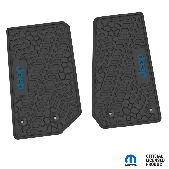 14-18 Jeep JK 2 Dr Front -Tire Tread/Scorched Earth Scene w/ JEEP Insert - Black w/ Dark Blue Insert