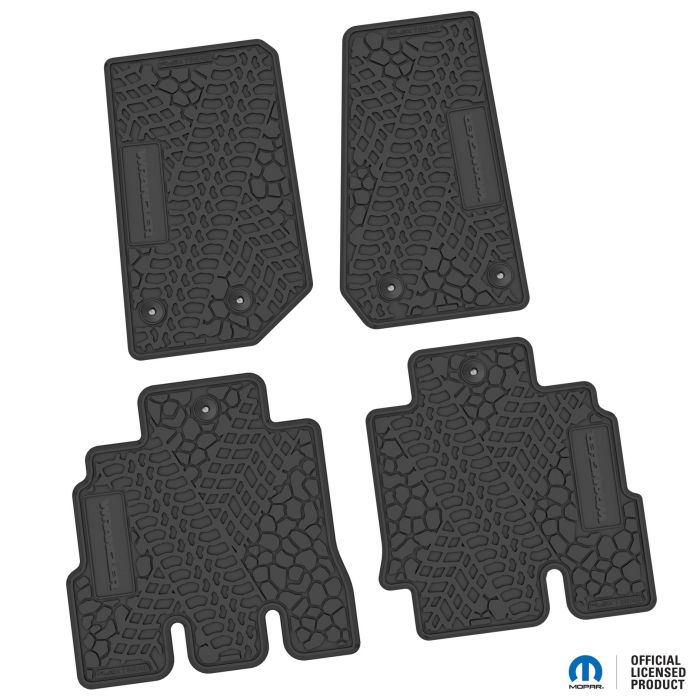 14-18 Jeep JKU 4 Dr Front and Rear -Tire Tread/Scorched Earth Scene w/ Wrangler Insert - Black