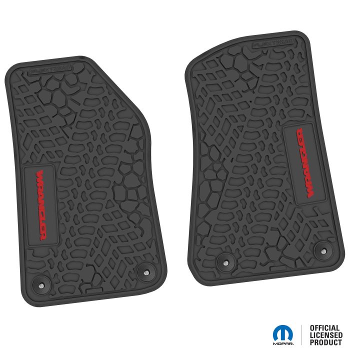 18-24 Jeep JL 2 Dr Front -Tire Tread/Scorched Earth Scene w/ Wrangler Insert - Black w/ Red Insert