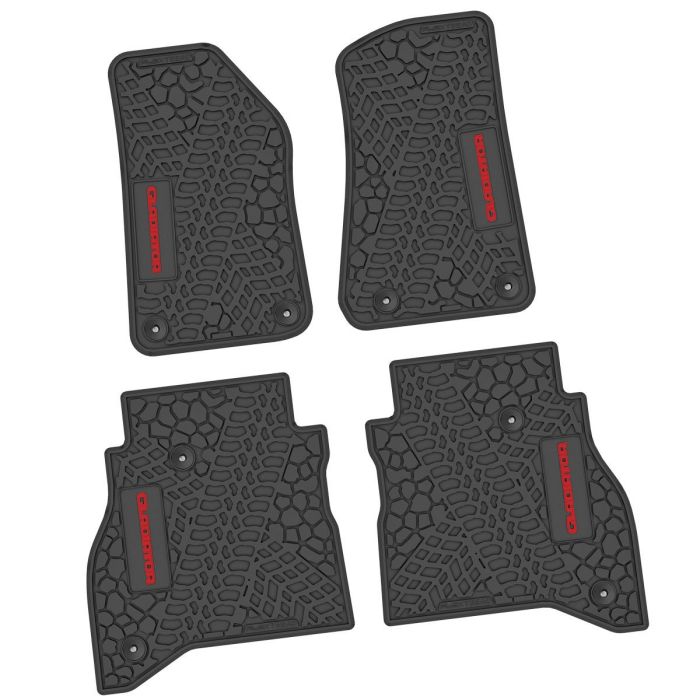 20-24 Jeep Gladiator Front and RearTire Tread/Scorched Earth Scene w/ Gladiator Insert - Black w/ Red Insert