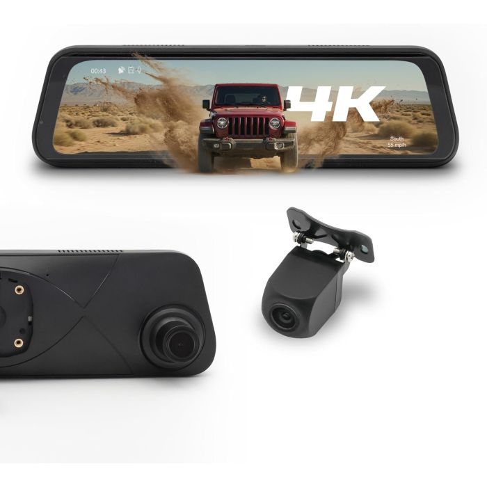 Stinger Off-Road  9.66" 4K RearView DVR Monitor Mirror with Front & Rear Camera Kit  for 07-24 Jeep Wrangler JK, JL, & Gladiator JT