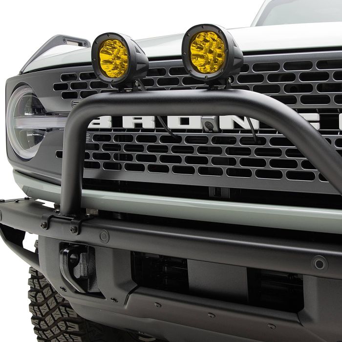 ZROADZ 2021-2023 Ford Bronco Prerunner Baja Bar (Standard Hoop) LED Kit Includes (2) 4 inch Round Amber ZROADZ LED Pod Lights
