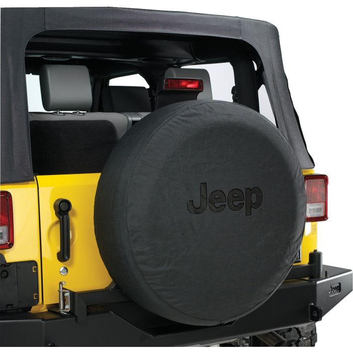 Mopar  Black Denim Jeep Logo Tire Cover  with Black Jeep Logo
