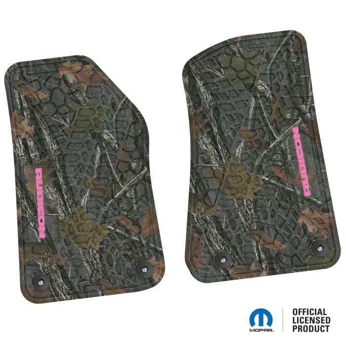 18-24 Jeep JL 2 Dr/Gladiator Front -Tire Tread/Scorched Earth Scene w/ Rubicon Insert - Rugged Woods w/ Pink insert