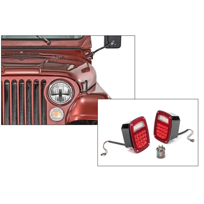Quadratec  Gen II LED Headlights & LED Tail Light Kit for 76-86 Jeep CJ-5 & CJ-7