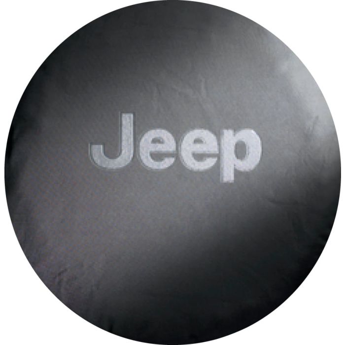 Mopar  Jeep Logo Tire Covers in Black Denim with White Jeep Logo