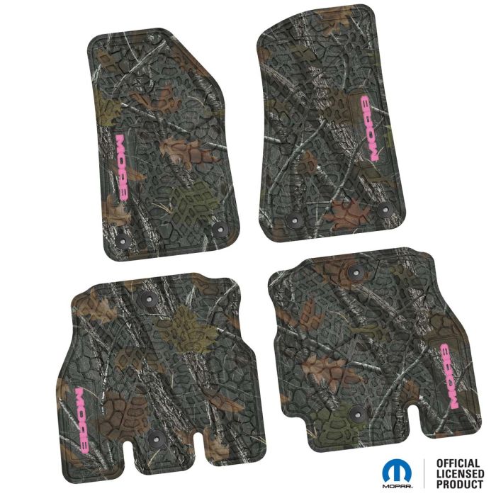 18-24 Jeep JLU 4 Dr Front and Rear -Tire Tread/Scorched Earth Scene w/ MOAB Insert - Rugged Woods w/ Pink insert
